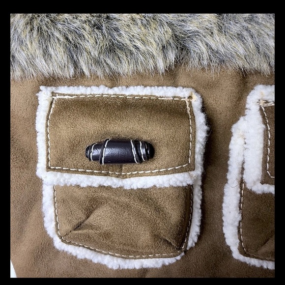 Bath & Body Works VTG Y2K Vegan Suede Faux Fur Tote Travel Winter Brown Bag - Picture 3 of 11